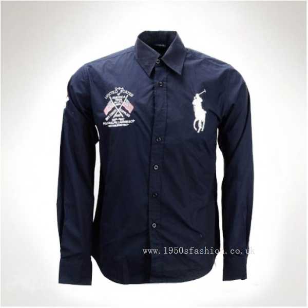 Ralph Lauren Men Long Sleeved Shirts Royalblue(Price reduction ,High Quality ,Wholesale prices,batwing sleeve)